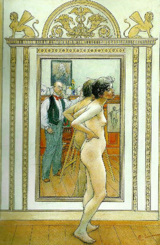 Carl Larsson framfor spegeln oil painting image